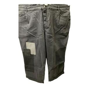 LOGO by Lori Goldstein Boyfriend Jeans Black Patchwork Distressed US 32WP NWT